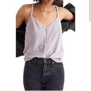 Madewell purple crushed velvet camisole top